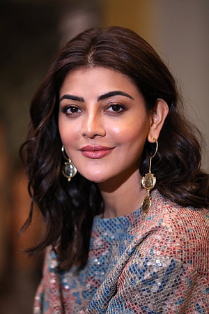 Kajal Agarwal Portrait in Sequined Jacket with Gold Earrings HD phone wallpaper