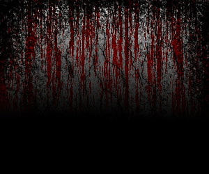 Dark Horror Forest with Crimson Blood Streaks and Creeping Vines HD wallpaper
