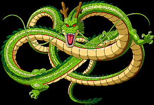 Green Chinese Dragon Illustration With Red Eyes And Golden Belly HD wallpaper