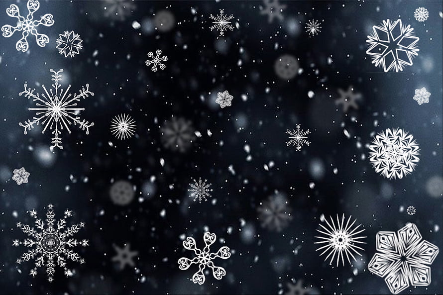 Intricate White Snowflake Patterns on a Dark Blue Winter Background HD wallpaper