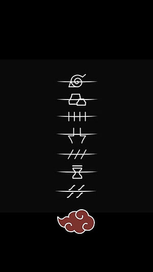 Naruto Hidden Village Symbols and Akatsuki Cloud Logo Minimalist Wallpaper HD phone wallpaper