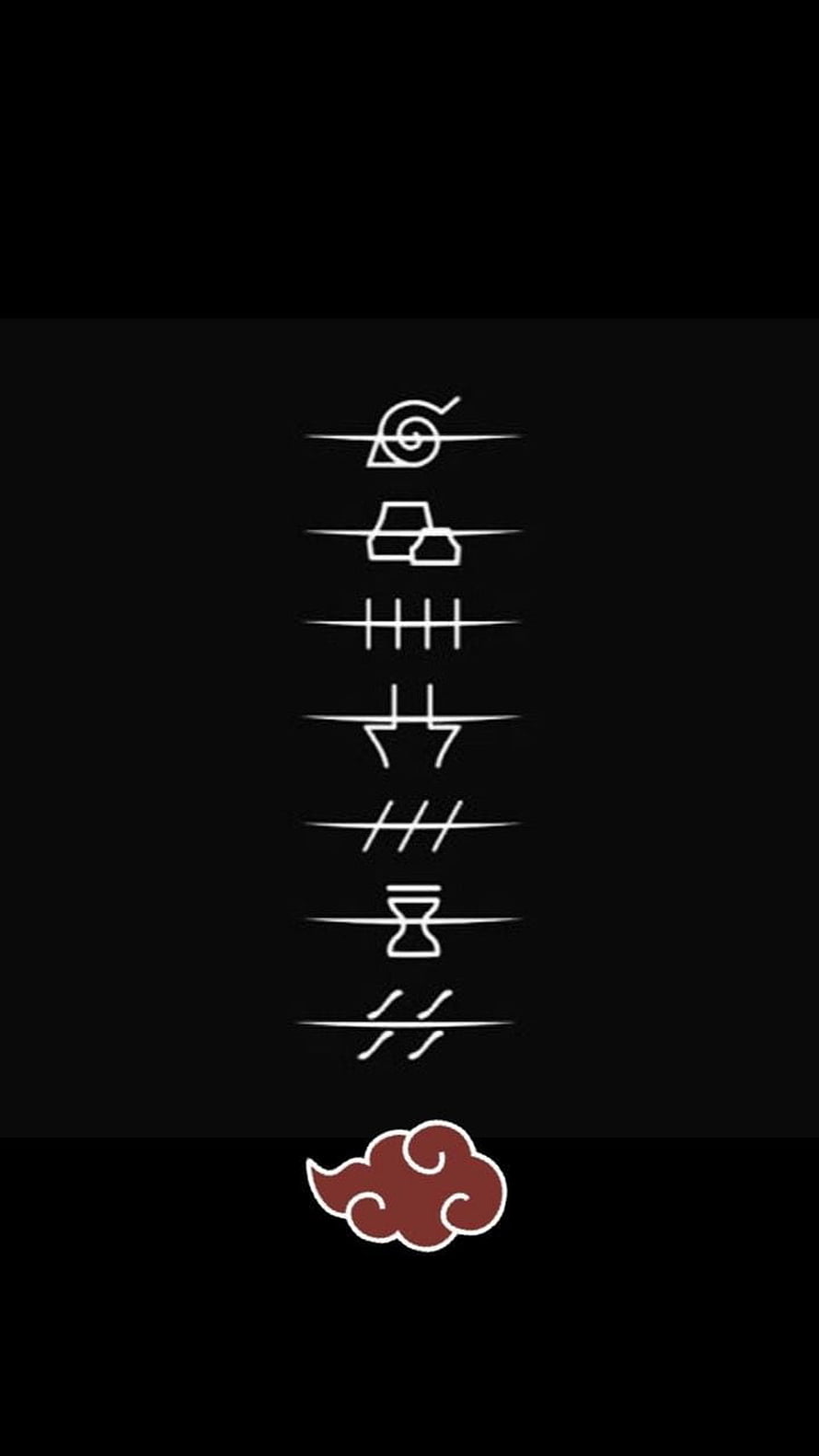 Naruto Hidden Village Symbols and Akatsuki Cloud Logo Minimalist Wallpaper HD phone wallpaper