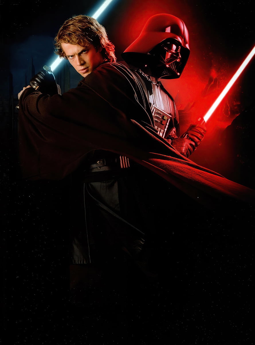 Anakin Skywalker and Darth Vader Lightsaber Duel in Star Wars HD phone wallpaper