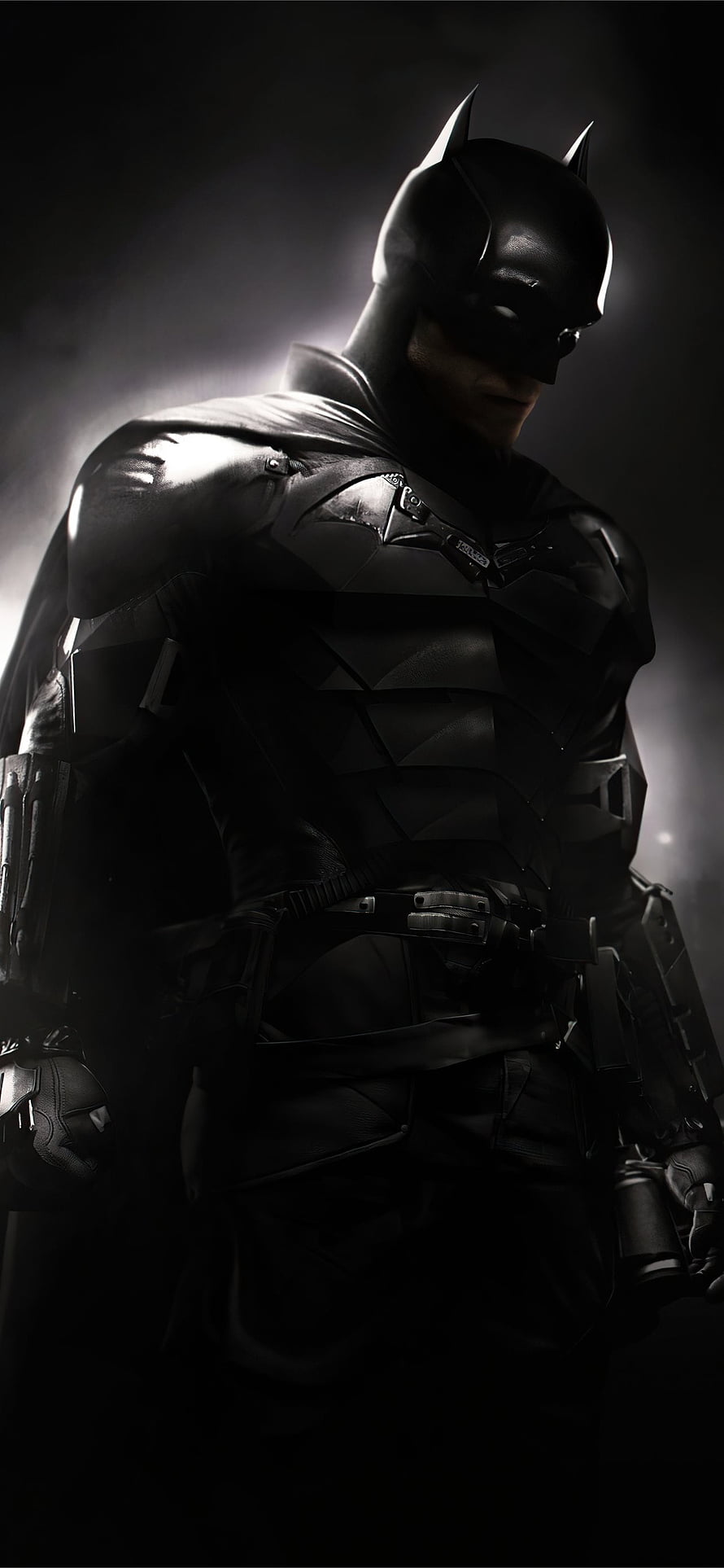 Robert Pattinson as Batman in Dark Tactical Suit with Dramatic Backlighting, robert pattinson the batman suit , Awesome Batman Dark HD phone wallpaper