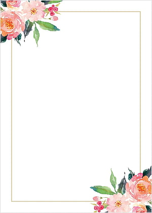 Elegant Watercolor Floral Border with Pink Peonies and Gold Frame HD phone wallpaper