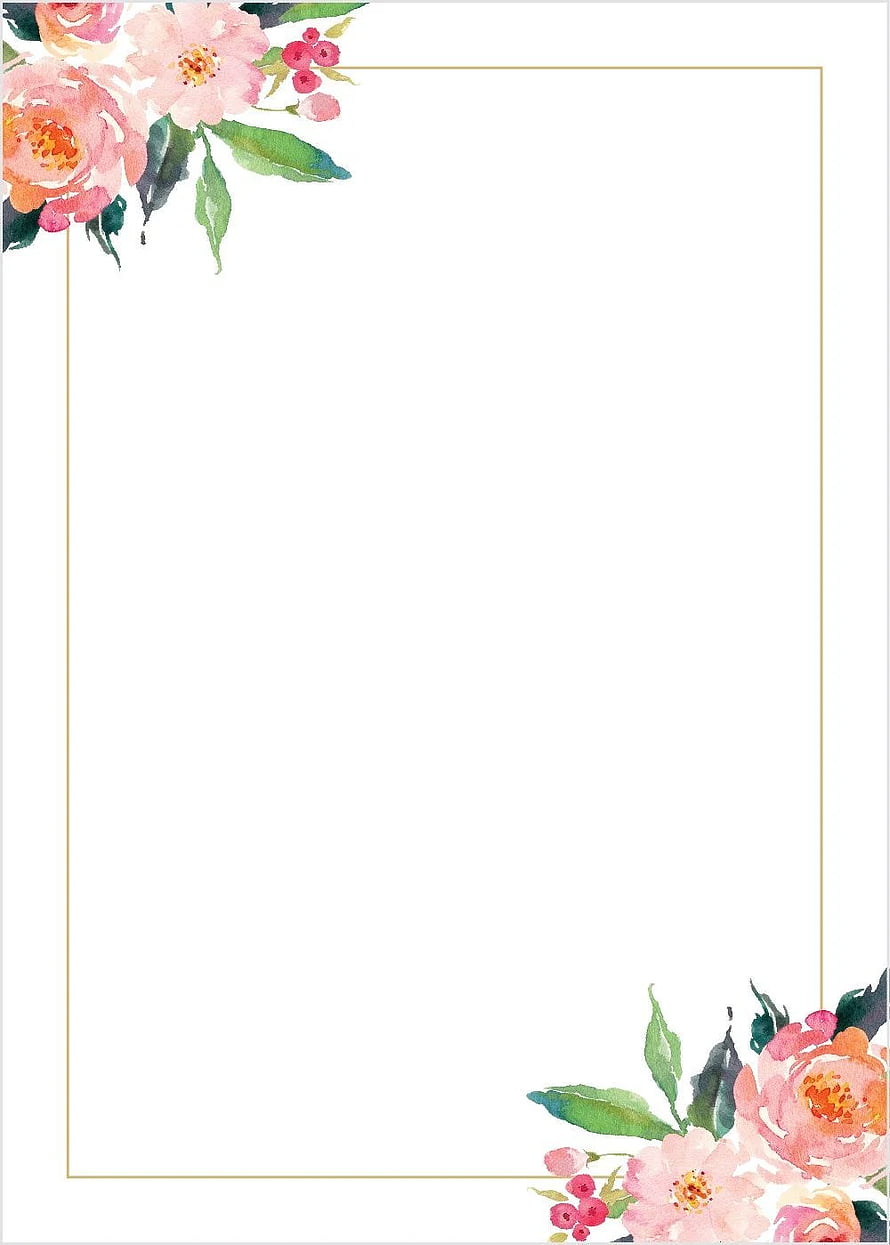 Elegant Watercolor Floral Border with Pink Peonies and Gold Frame HD phone wallpaper