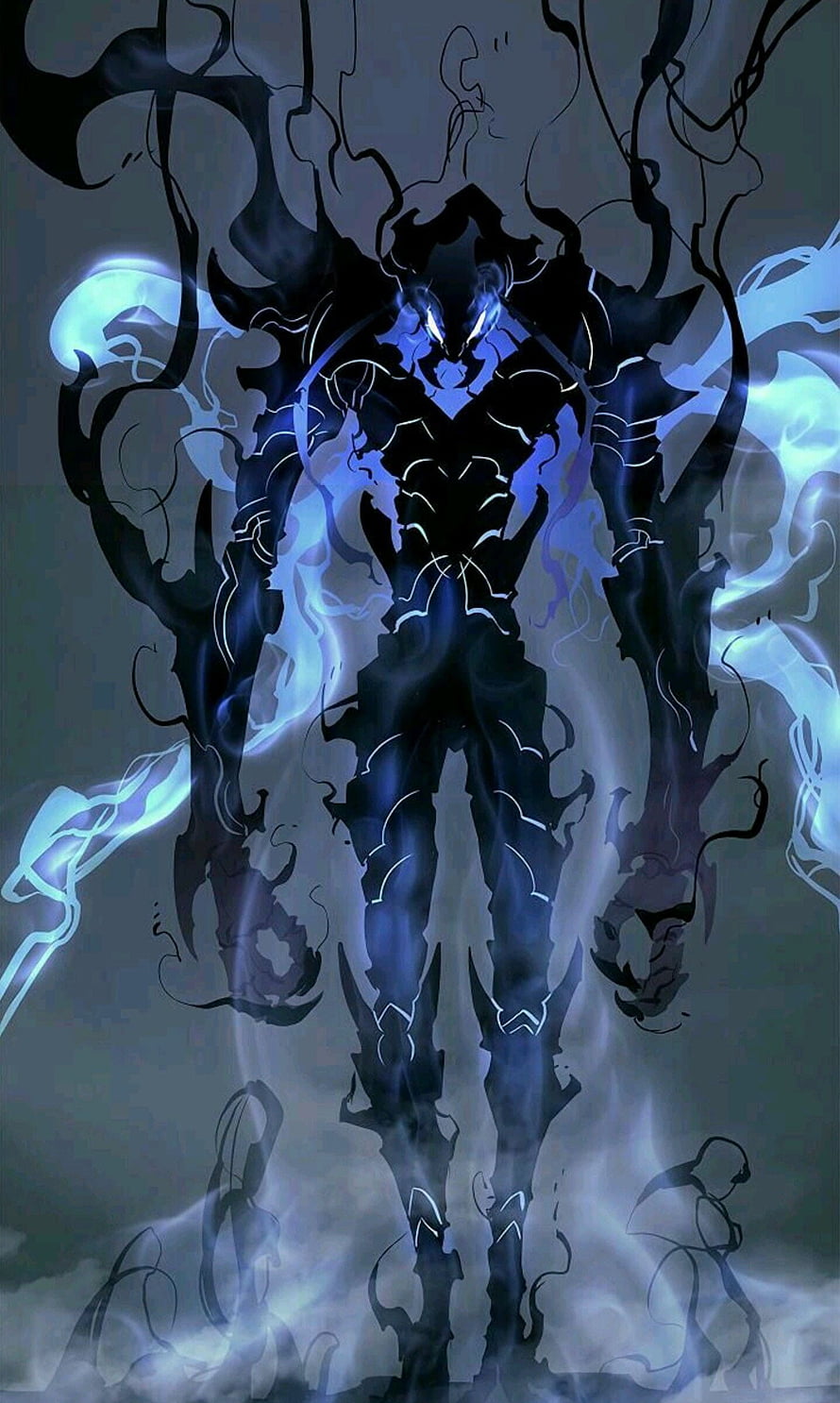 Beru Shadow Warrior from Solo Leveling in Dark Blue Energy Aura HD phone wallpaper
