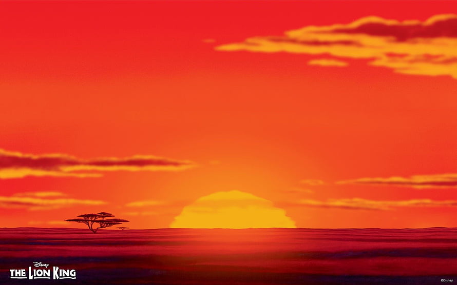 The Lion King African Savanna Sunset with Acacia Tree Silhouette HD wallpaper