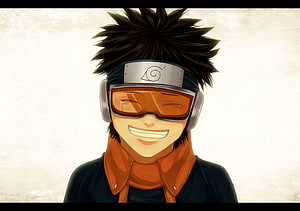 Uchiha Shisui from Naruto wearing goggles and headband smiling portrait HD wallpaper