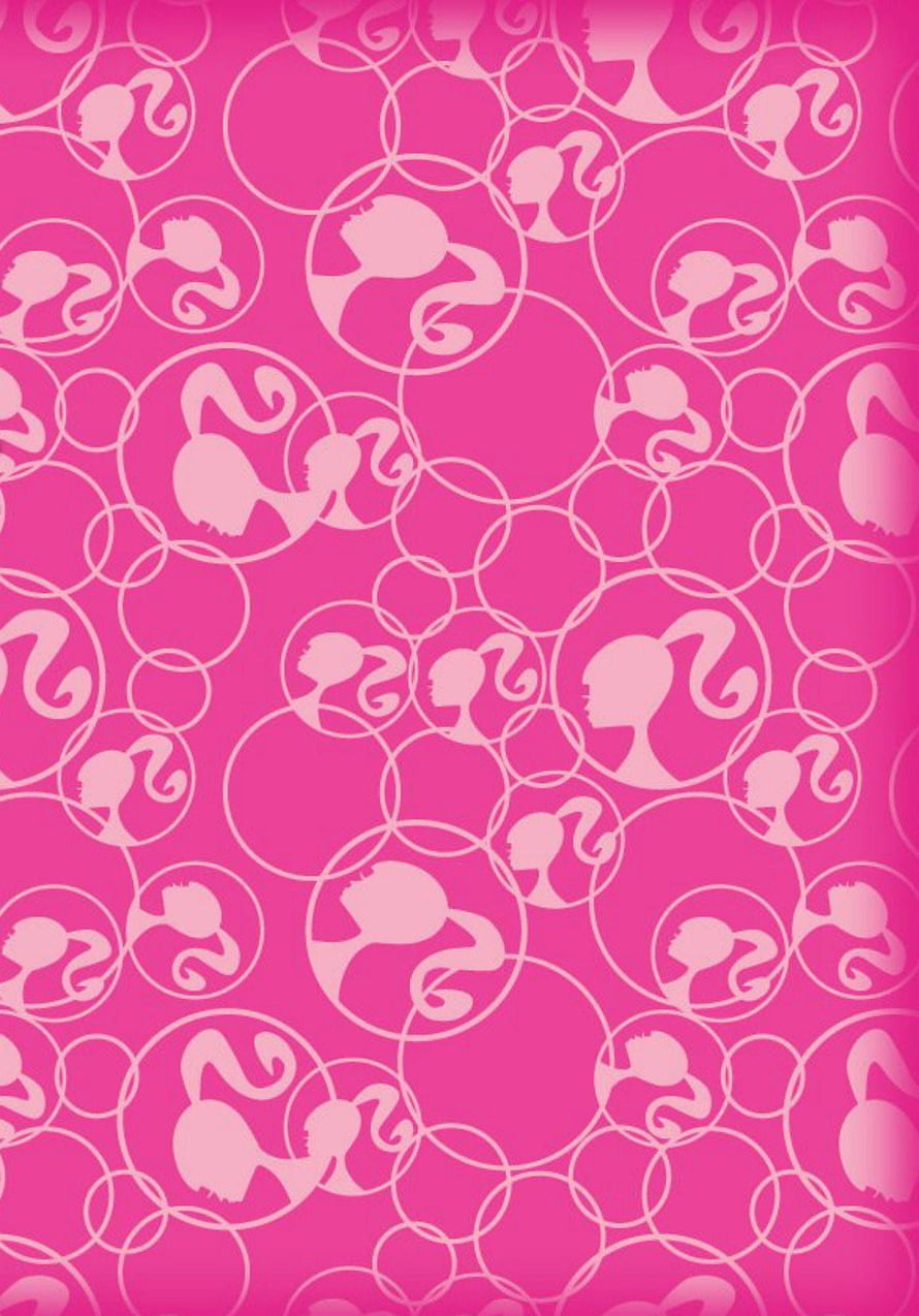 Pink Barbie Silhouette Pattern Wallpaper with Overlapping Circles and Ponytail Profile Design HD phone wallpaper