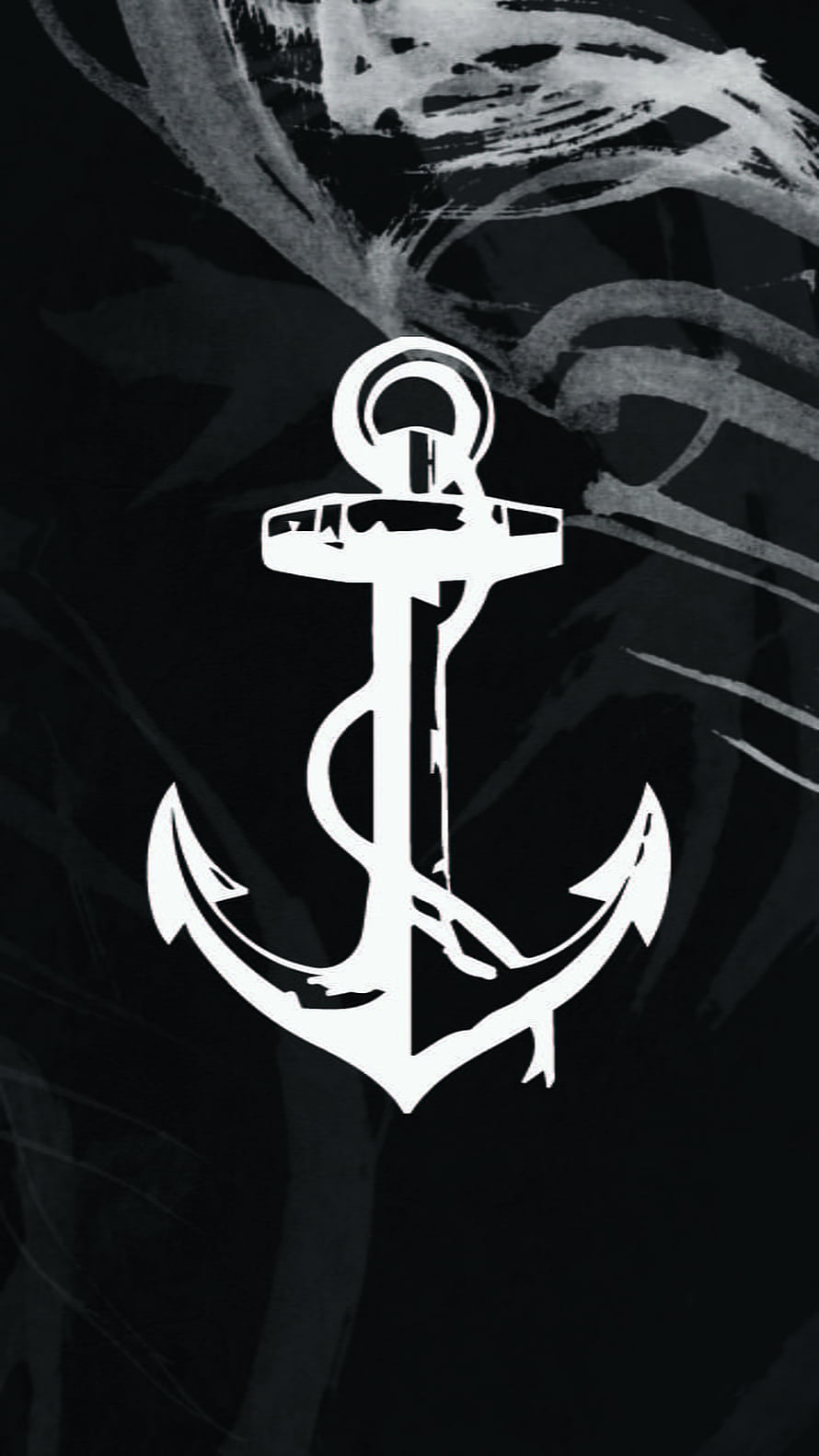 White Nautical Anchor Emblem on Dark Grunge Background HD phone wallpaper