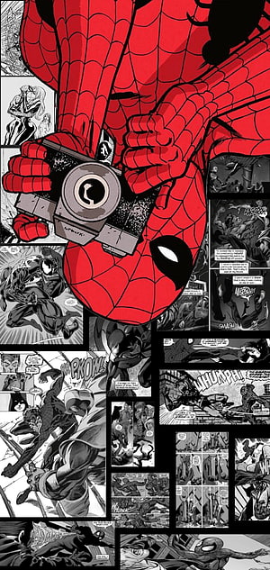 Spider-Man Holding Camera Comic Book Page Artwork, Spider Man Comic Background, Black and White Comic HD phone wallpaper