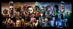 Classic Horror Movie Villains and Monsters Digital Art Collage HD wallpaper
