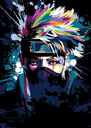 Kakashi Hatake Naruto Anime Character Colorful Geometric Art Portrait HD phone wallpaper