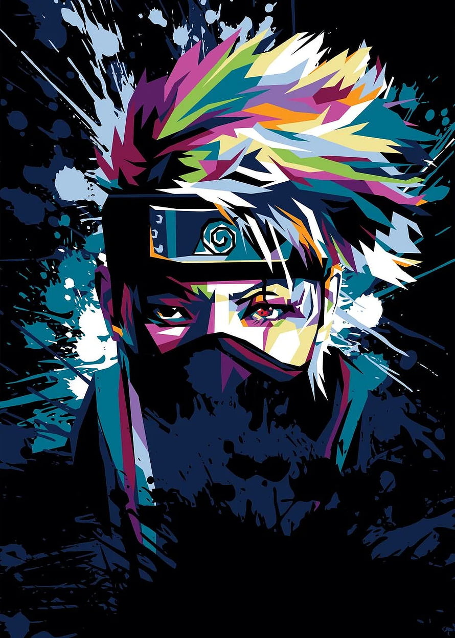Kakashi Hatake Naruto Anime Character Colorful Geometric Art Portrait HD phone wallpaper