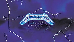 Metallica Ride The Lightning Logo Against Dramatic Purple Storm Sky With Lightning Bolts HD wallpaper