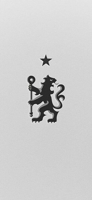 Chelsea FC Black Lion Crest Emblem With Star On Minimalist Light Grey Background HD phone wallpaper