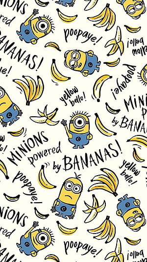 Minions Powered By Bananas Cartoon Pattern Wallpaper HD phone wallpaper