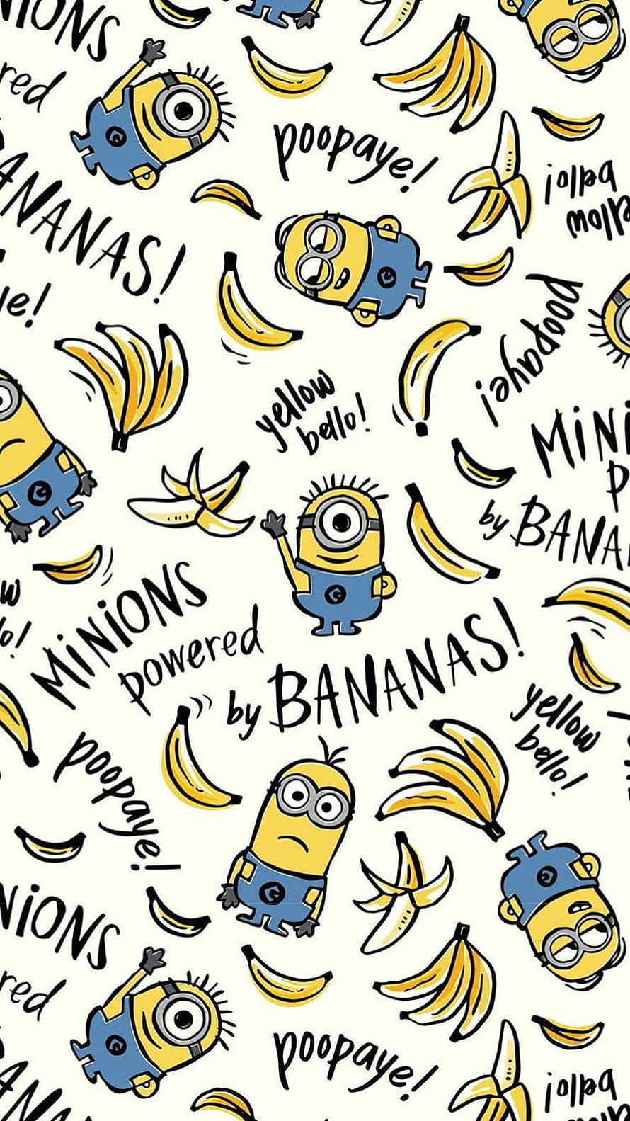 Minions Powered By Bananas Cartoon Pattern Wallpaper HD phone wallpaper
