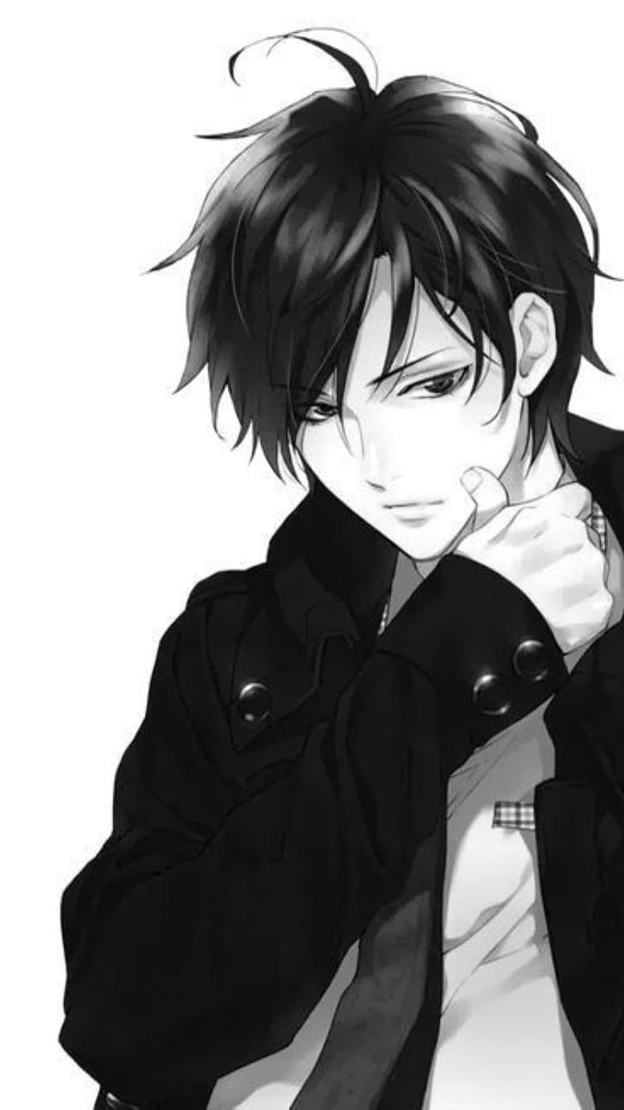 Anime Male Character in Black Jacket and Plaid Shirt HD phone wallpaper