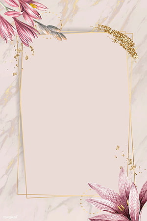Elegant Pink Floral Marble Background with Gold Glitter and Geometric Frame HD phone wallpaper