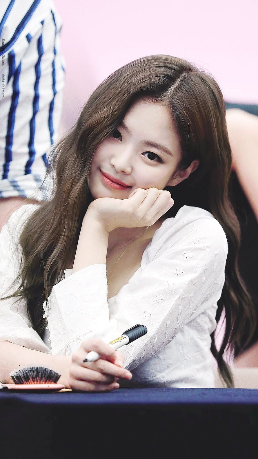 Jennie Kim at Fan Signing Event in White Lace Top HD phone wallpaper