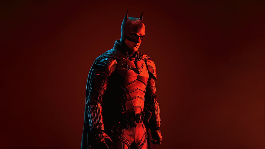 Batman in Armored Suit with Red and Blue Lighting, The Batman, 2022 movie HD wallpaper