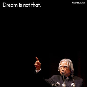 A.P.J. Abdul Kalam Speaking at a Podium with Motivational Quote Overlay HD phone wallpaper