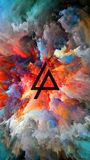 Linkin Park Logo on Vibrant Abstract Ink Cloud Background HD phone wallpaper