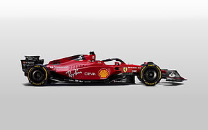 Scuderia Ferrari F1-75 Formula 1 Racing Car Side Profile on Neutral Background HD wallpaper