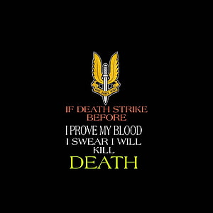 British Army Parachute Regiment Dagger Emblem with Who Dares Wins Motto and Combat Quote on Black Background HD phone wallpaper