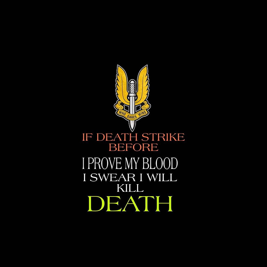 British Army Parachute Regiment Dagger Emblem with Who Dares Wins Motto and Combat Quote on Black Background HD phone wallpaper