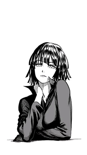 Fubuki Anime Character Black and White Manga Illustration HD phone wallpaper