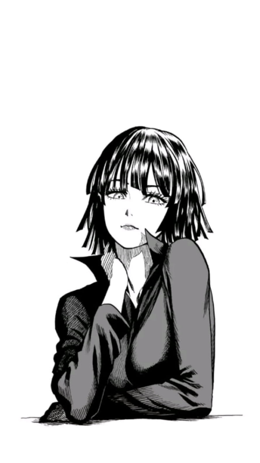 Fubuki Anime Character Black and White Manga Illustration HD phone wallpaper