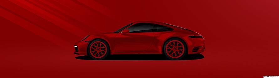 Shining Red Porsche 911 Sports Car Side Profile on Deep Red Background HD wallpaper