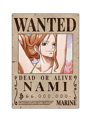 Nami One Piece Wanted Poster with Marine Bounty and Anime Illustration HD phone wallpaper