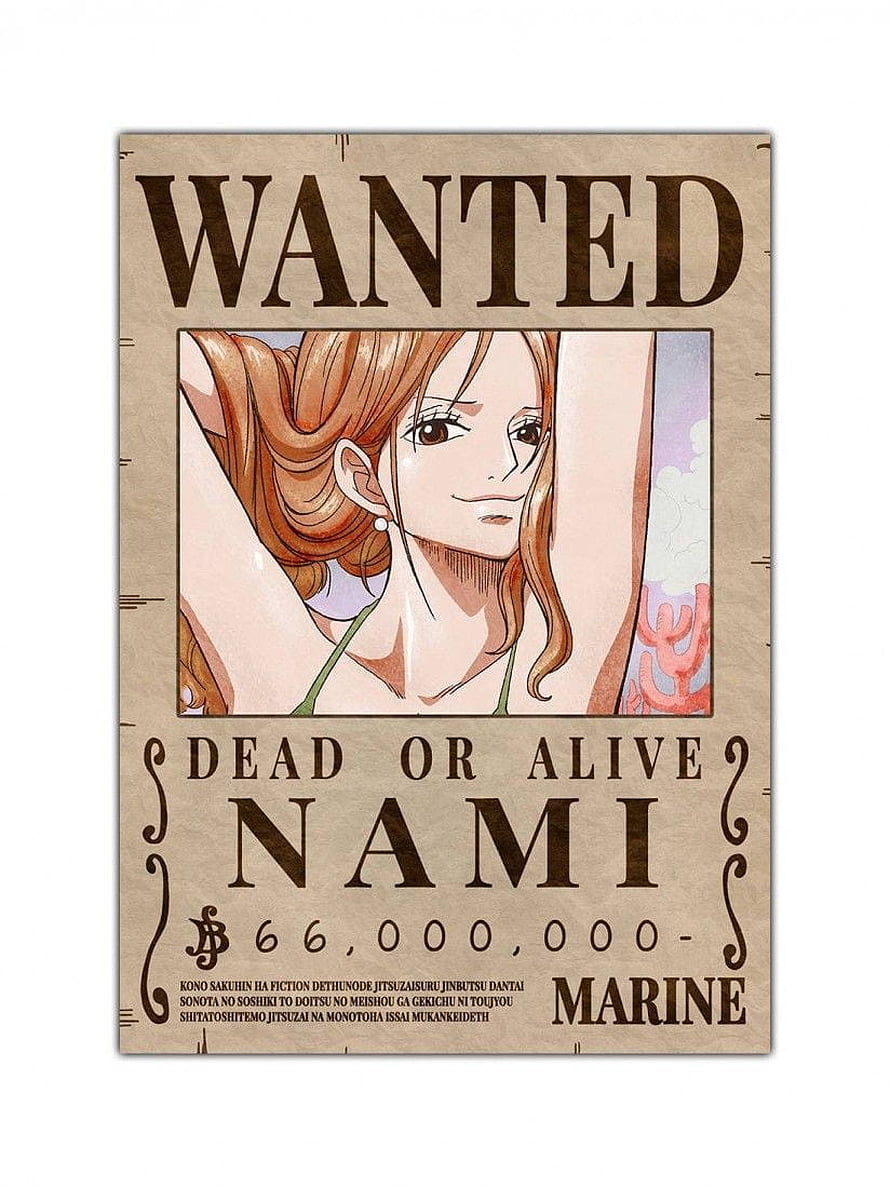 Nami One Piece Wanted Poster with Marine Bounty and Anime Illustration HD phone wallpaper