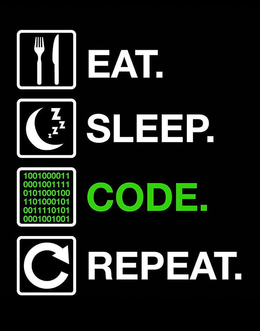 Eat Sleep Code Repeat Minimalist Programmer Quote Wall Art HD phone wallpaper