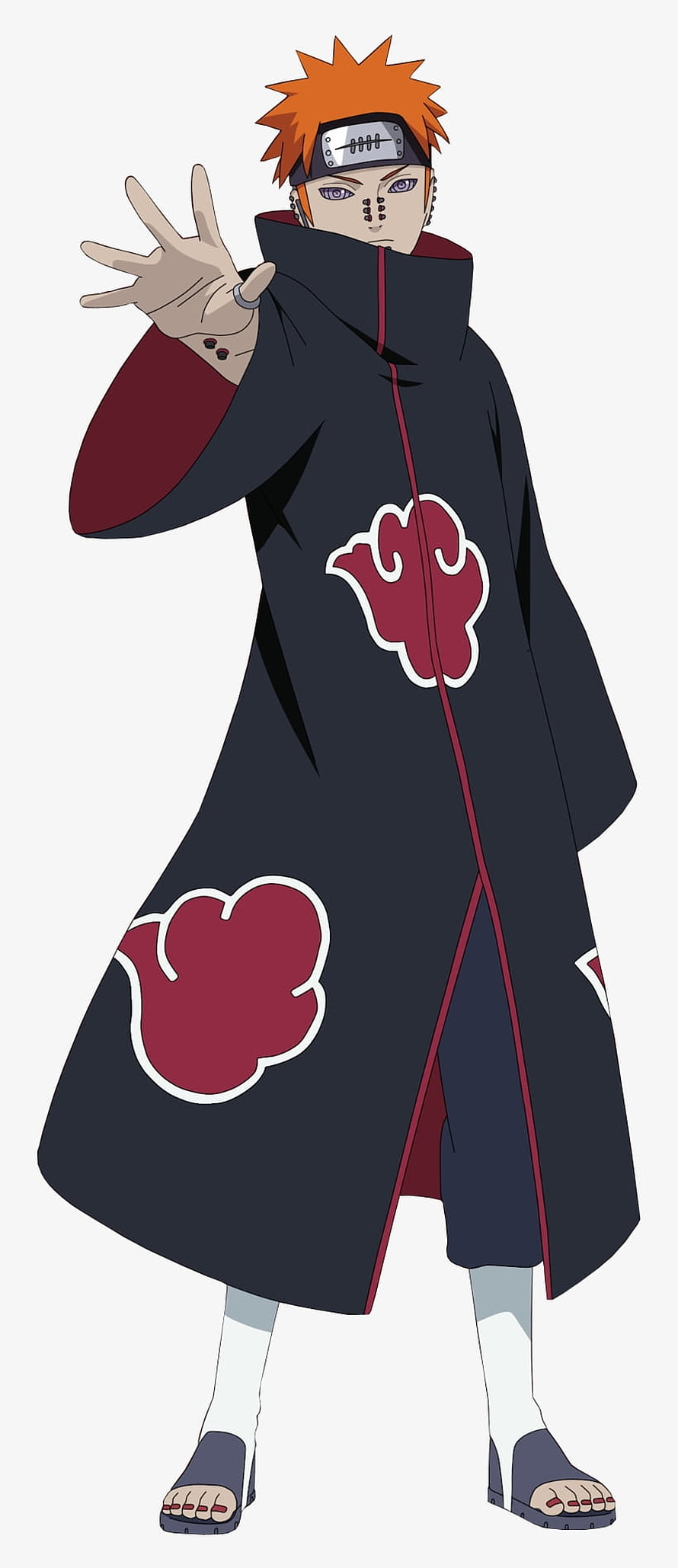Pain from Naruto Shippuden in Akatsuki cloak with orange hair and Rinnegan eyes HD phone wallpaper