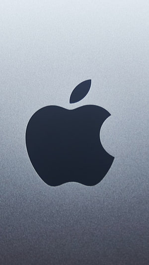 Minimalist Apple Logo on Textured Silver Background HD phone wallpaper