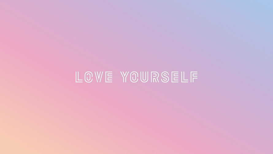 BTS Love Yourself Album Artwork with Pastel Gradient Background and Minimalist Typography HD wallpaper