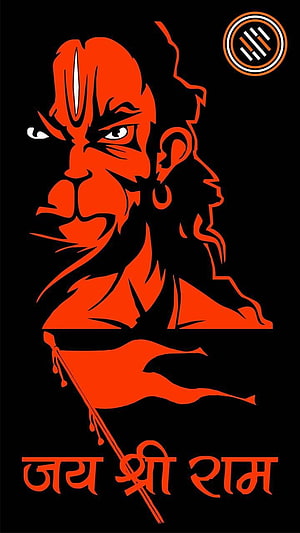 Orange Silhouette of Hanuman Holding a Mace on Black Background, Jai Hanuman by somashekargoudn - b1 now. Browse millions of popular d. Lord hanuman , Hanuman , Jai hanuman HD phone wallpaper