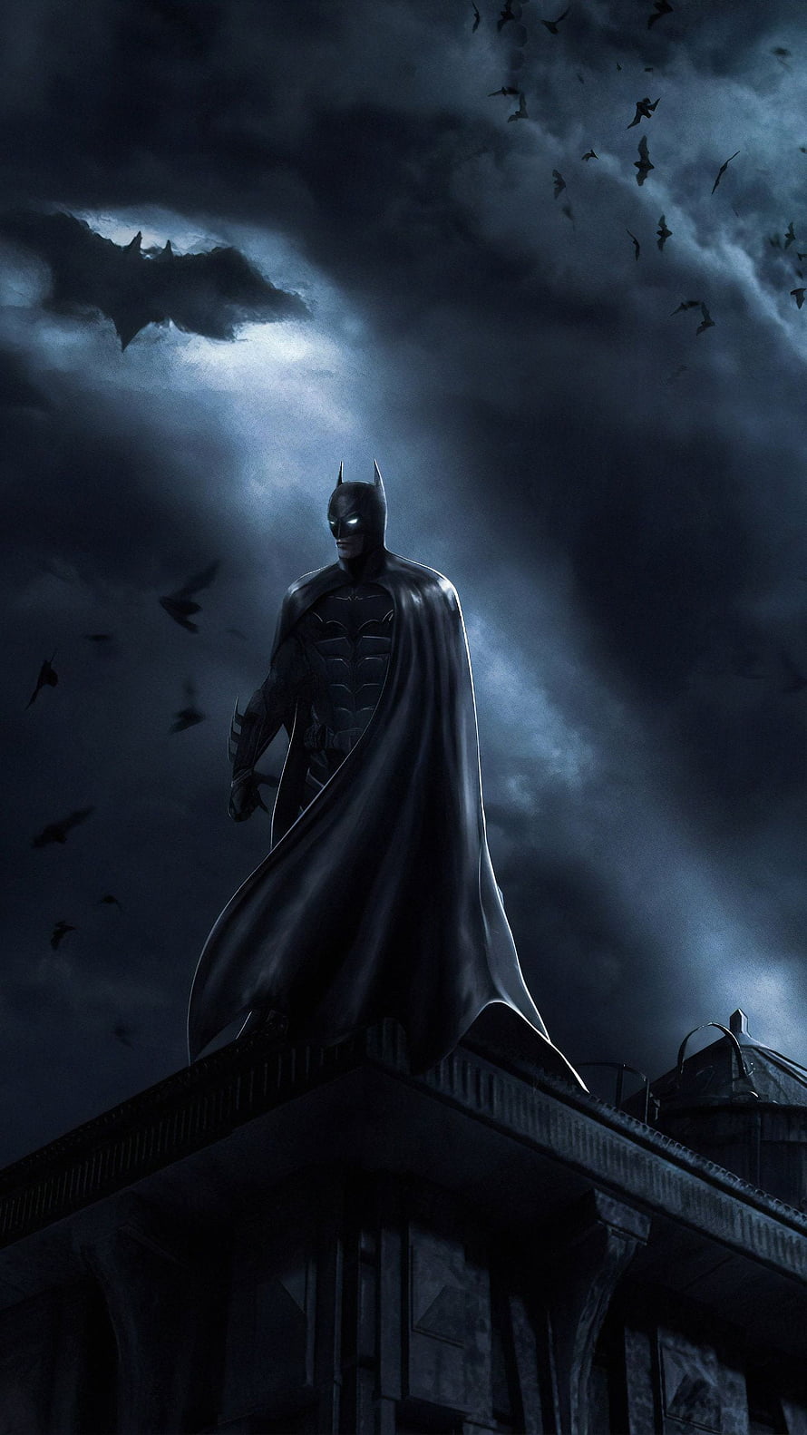 Ben Affleck Batman Concept Art Standing on Rooftop Under Stormy Night Sky with Bats, News Update : Batman Ben Affleck / Concept Art The Batman Ben Affleck Flare / Find the best ben affleck batman on get, Ben Affleck Bruce Wayne HD phone wallpaper