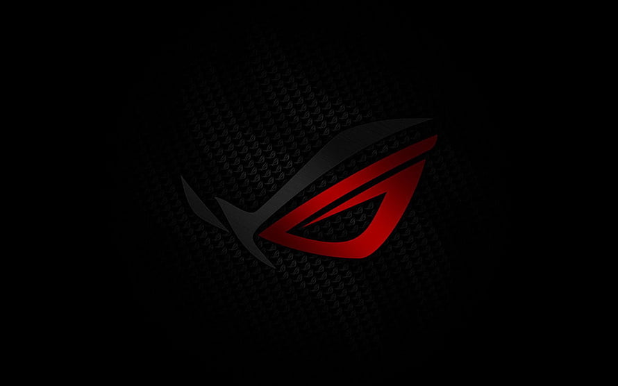 ASUS ROG Eye Logo on Dark Carbon Fiber Texture HD wallpaper