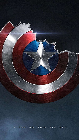 Captain America Broken Shield Cinematic Poster with I Can Do This All Day Quote HD phone wallpaper