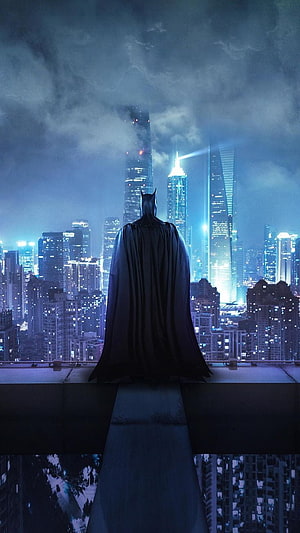 Batman Silhouette Overlooking Gotham City Skyline at Night, Batman Gotham City - for PC and Mobile #Cities. Imágenes de batman, Batman , Batman arkham city, Gotham HD phone wallpaper