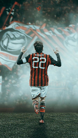 Kaka AC Milan Number 22 Jersey Soccer Player Running on Pitch HD phone wallpaper