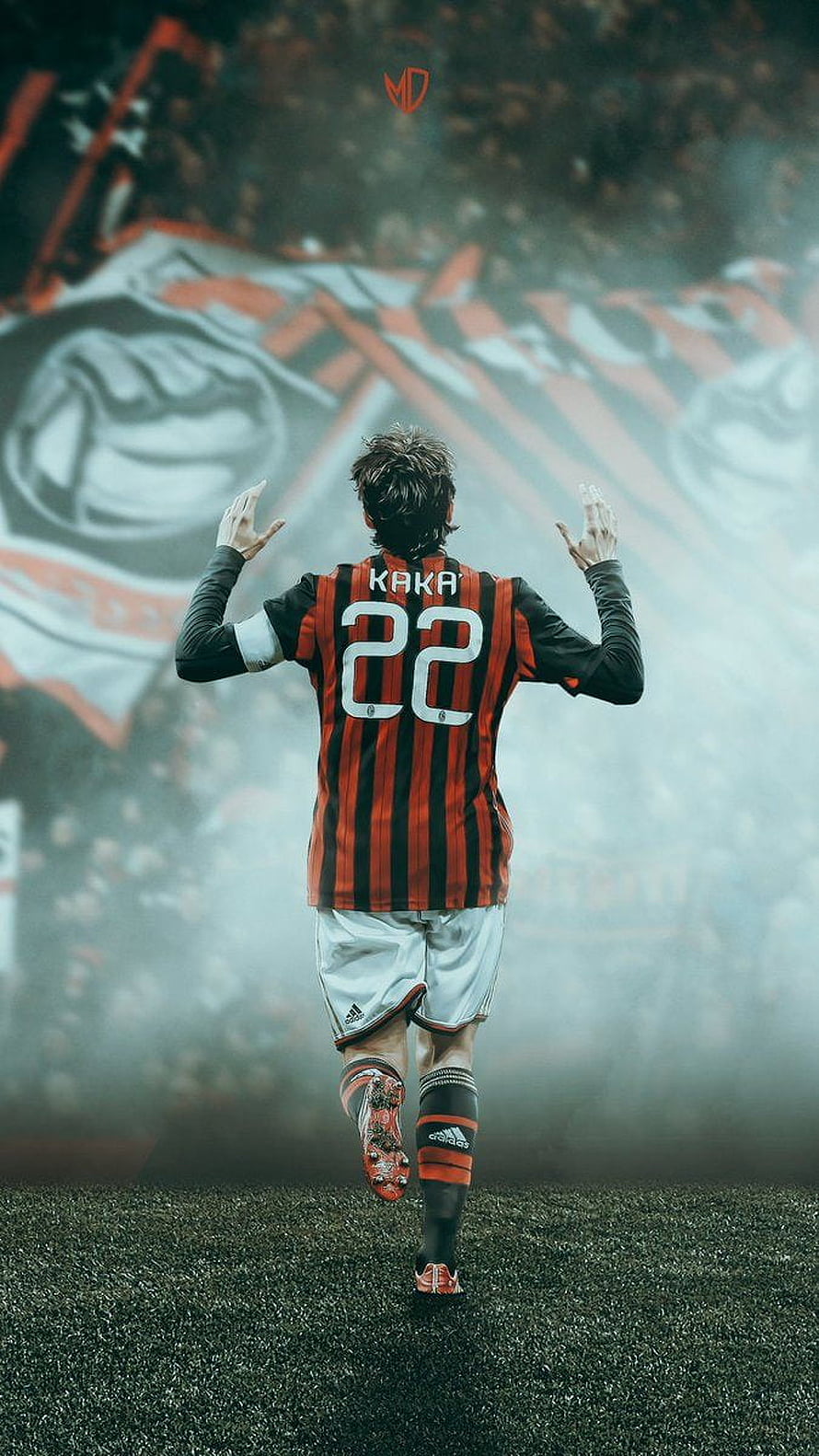 Kaka AC Milan Number 22 Jersey Soccer Player Running on Pitch HD phone wallpaper