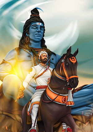 Lord Hanuman Riding Horse With Lord Shiva Background Digital Art, Har Har Mahadev, chatrapathi HD phone wallpaper