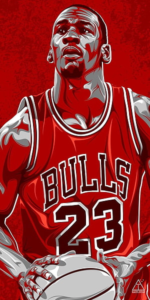 Michael Jordan Chicago Bulls Number 23 Red Vector Illustration HD phone wallpaper